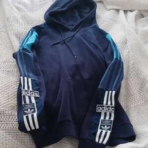 adidas Navy Blue Hoodie with Teal Accents